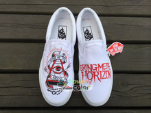 Slip On Vans Original Sneakers Bring Me the Horizon Hand Painted Canvas Shoes Vans for Men