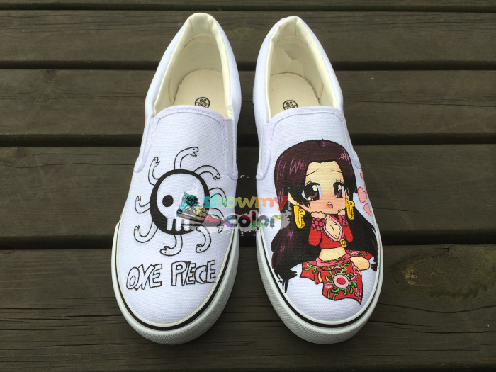 Vans Shoes for Women Men One Piece Boa Hancock Hand Painted Slip on Canvas Shoes Vans
