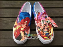 Anime Gurren Lagan Vans Shoes Slip On Canvas Sneaker Hand Painted Custom Vans Shoes for Men
