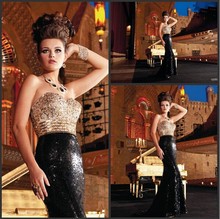 Sharking Much Crystal Bead Sequins Sweetheart Neckline Mermaid Sexy Evening Dresses 2014 Beautiful Evening Gowns Gold