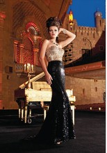 Sharking Much Crystal Bead Sequins Sweetheart Neckline Mermaid Sexy Evening Dresses 2014 Beautiful Evening Gowns Gold