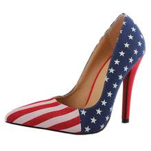 9 Sizes 35-43 Classic Style Red Bottom High Heels Big Plus Sizes Flag Stripe Pointed Toe Women Pumps Fashion Hot Women Shoes