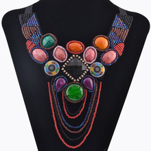 New fashion vintage colour flower pendant necklaces women Statement chokers collar necklaces jewelry fashion accessories BT14001