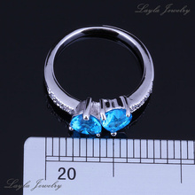 925 Sterling Silver Heart Blue Sky Topaz CZ Diamond Rings for Women Wedding Jewelry Free Gift