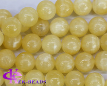 Discount Wholesale Natural Genuine Yellow Honey Jade Round Loose Stone Beads 3-18 FitJewelry DIY Necklaces or Bracelets 16″03499