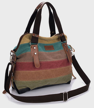 2014 cheap hot new women travel bags stripe canvas bag fashion Messenger bag laptop shoulder bag beach free shipping