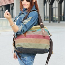 striped canvas fashion Messenger bag2014 cheap hot new travel laptop shoulder bag beach handbags women famous