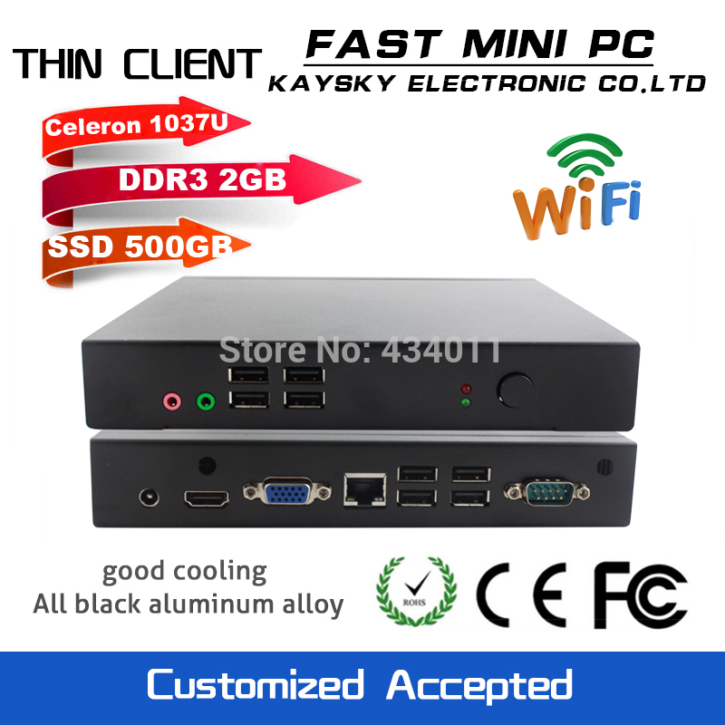FAST MINI PC thin client mini pcs DDR3 2G RAM 500GB HDD intel celeron 1037U dual