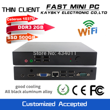 FAST MINI PC thin client mini pcs DDR3 2G RAM 500GB HDD intel celeron 1037U dual core 1.8GHz   HDMI+VGA windows/linux