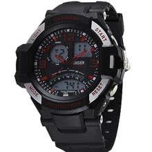2014 Acrylic New Arrival Watches Ohsen Fashion Style 4 Buttons Multifunction Dual Time Mens Band Sport
