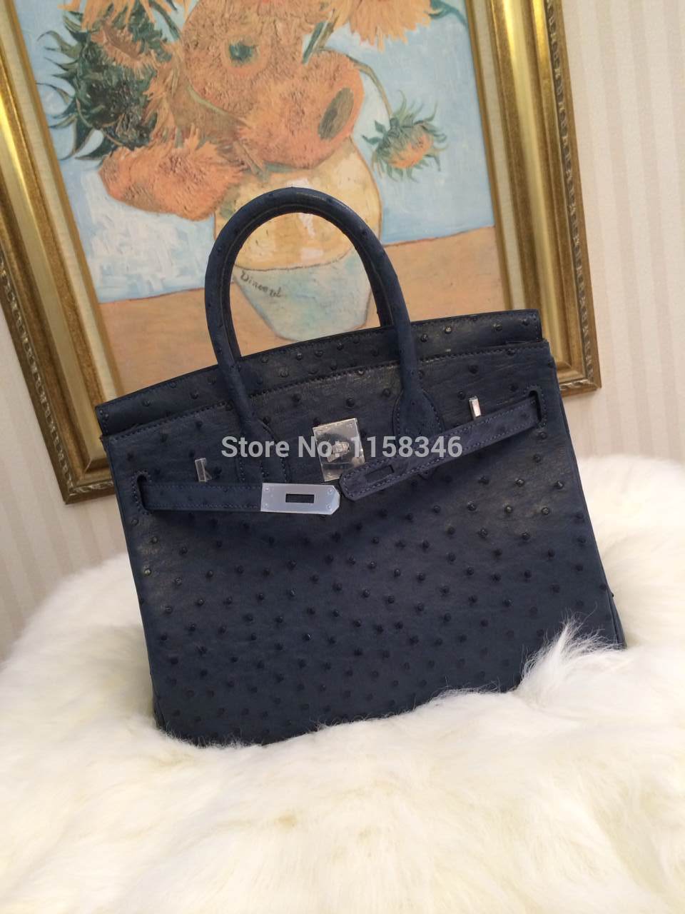 30cm super hot sell fashion royal handmade handbag 100 real ostrich leather brand star hot elegant
