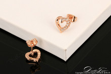 DFE327 Hollow Heart Half Of Crystal 18K Gold Plated Stud Earrings CZ Diamond Fashion Brand Vintage