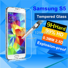 Retail 2.5D 0.3MM Anti Shatter Tempered Glass Screen Protector Film For samsung galaxy s5 i9600 Screen Guard with OPP package