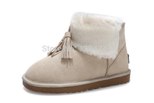 Mni Women Genuine Leather Boots Ankle Boots Winter Snow Boots Shoes for Women Classic 5854 Tassels