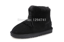 Mni Women Genuine Leather Boots Ankle Boots Winter Snow Boots Shoes for Women Classic 5854 Tassels