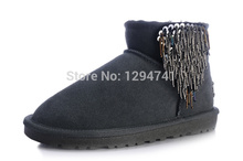  Classic Mini 5854 Women Boots Real Leather Boots Warm Winter Snow Boots Tassels Beading Shoes