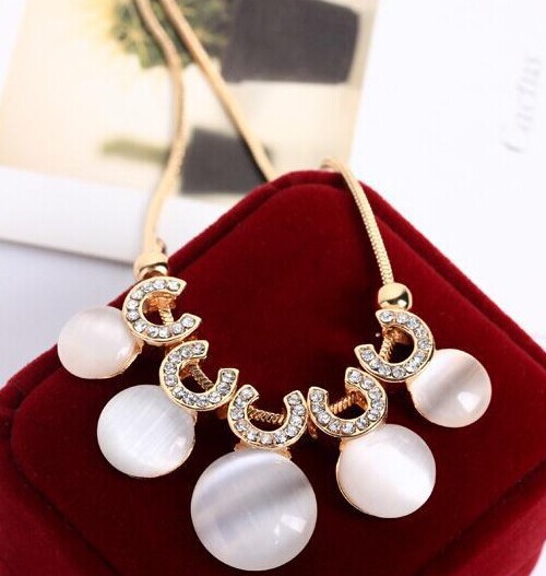 Rhinestone opal pendant choker necklace korean luxury boho jewelry fashion necklaces for women 2014 jewerly collier