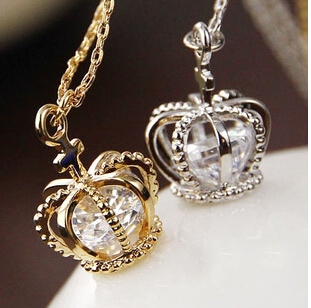  mix 5 free shipping Christmas gift classic crown necklace rose gold plated hand made fashion