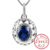 2014 Brand Charm Women’s Fashion Gem Blue Sapphire Pendant Necklace Sets For Women Genuine Pure Solid 925 Sterling Solid Silver