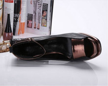 Fashion ol square toe open toe pumps platform ultra high thick heel genuine leather women s