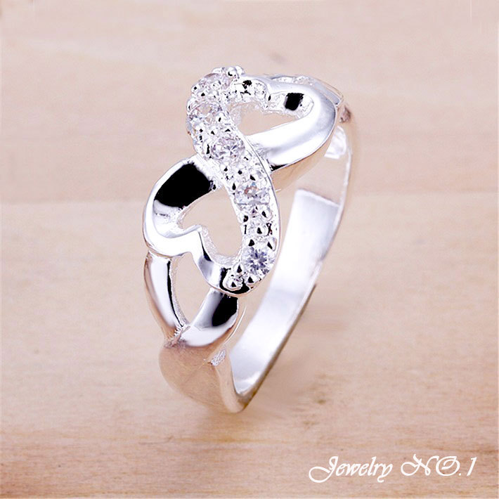 Rings Ring For women Sexy Beautiful 8 Words Silver Plated Jewelry 925 Inlaid Stone Ring Couple
