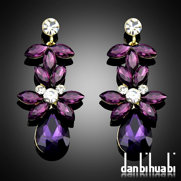 Fashion is 18 k bauhinia earrings are Water droplets crystal Earrings Free shipping 