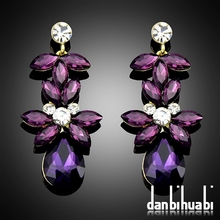 Fashion is 18 k bauhinia earrings are Water droplets crystal Earrings Free shipping —