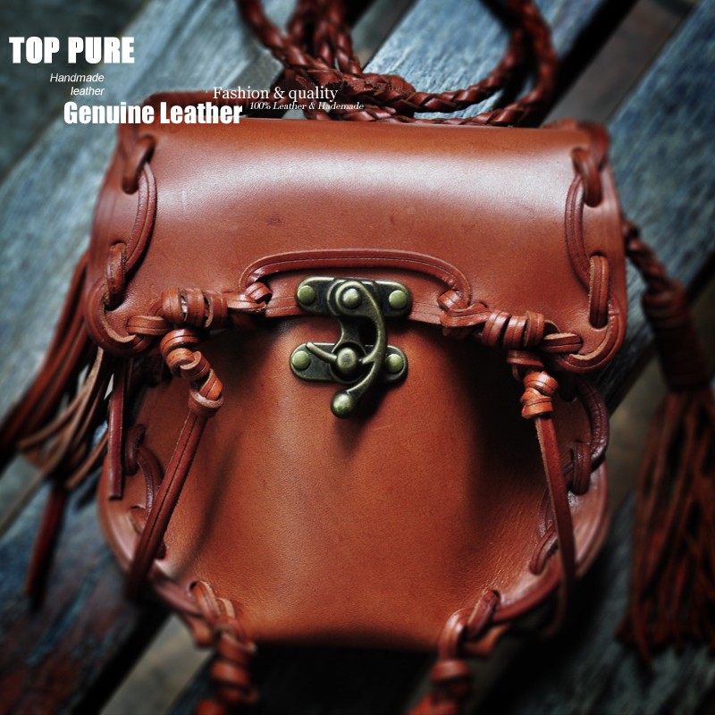 Women 100 top layer cowhide genuine leather shoulder tassel messenger bag top quality new arrivals drop