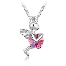 2015 new fashion Austrian crystals high Cupid neckklace lovely bright shinny crystal jewelry friends lovers gift