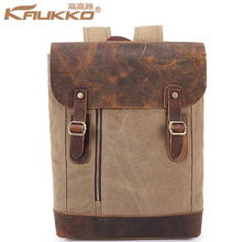 2014 Genuine Cowhide Leather canvas backpack man travel sports shoulder bags rucksack for women casual vintage school backpack