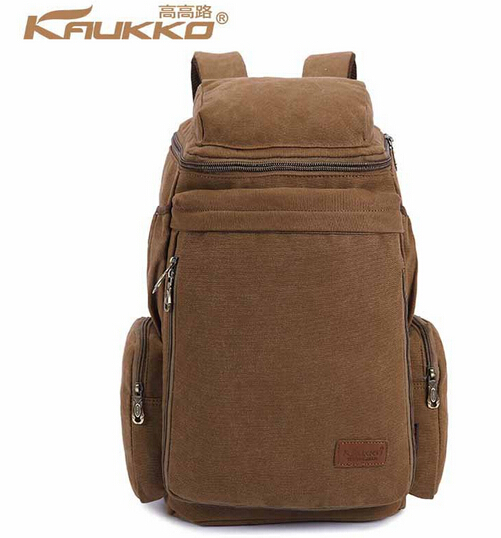Large capacity man travel hiking backpack women canvas school bags rucksack brand KAUKKO casual vintage washed