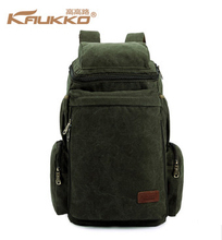 Large capacity man travel hiking backpack women canvas school bags rucksack brand KAUKKO casual vintage washed
