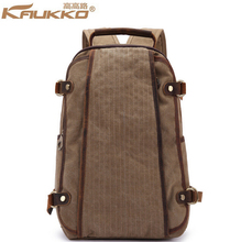 2014 Hot sale!! Men Canvas Backpack with leather casual vintage school backpack brand women travel shoulder bag laptop bag
