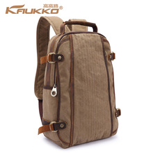 2014 Hot sale Men Canvas Backpack with leather casual vintage school backpack brand women travel shoulder
