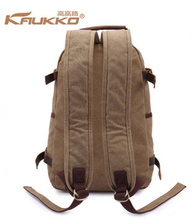2014 Hot sale Men Canvas Backpack with leather casual vintage school backpack brand women travel shoulder