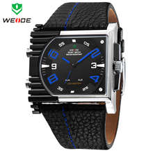 Moda WEIDE Mens relojes deportivos LED luminoso analógico Digital Dual Time fecha alarma de la semana de múltiples funciones Casual cuarzo reloj de pulsera
