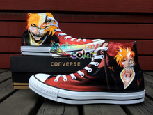 Bleach Manga Hand Painted Converse Black Sneaker for Men Women Custom Design High Top Black Canvas Shoes