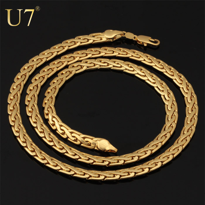 U7 Quality 18K Real Gold Plated Men Jewelry Necklace Wholesale New Unique Design Trendy 6 MM
