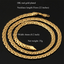 U7 Quality 18K Real Gold Plated Men Jewelry Necklace Wholesale New Unique Design Trendy 6 MM