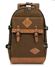 Unisex leisure canvas backpack for man brand design school backpack with leather rucksack women vintage shoulder bag laptop bags