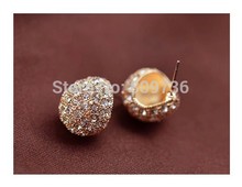 1Pair Hot European Bohemia Elegant Lady Gold Silver P Crystal Rhinestone Stud Earrings Wedding Party Women