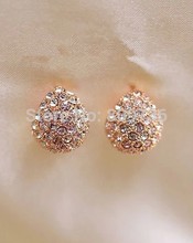 1Pair Hot European Bohemia Elegant Lady Gold Silver P Crystal Rhinestone Stud Earrings Wedding Party Women