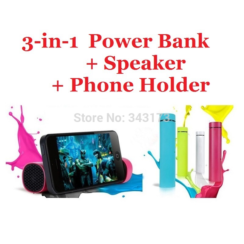  20pcs UPS Free Shipping 3 in 1 Portable Power Bank Speaker Mobile Phone Stand Holder