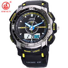 Nueva OHSEN análogo Digital del LCD Dual Time multifunción Mens Boy deporte relojes de pulsera de goma de cuarzo resistente al agua reloj militar