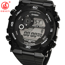 2014 alto Fasion relojes Original oficial militar Ohsen Dual Core para hombre reloj deportivo fecha día alarma cronómetro goma reloj