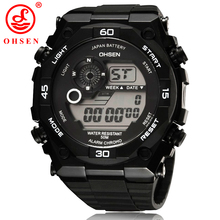 2014 nuevos Mens relojes deportivos OHSEN marca de alarma cronógrafo Digital LED exterior vestido reloj reloj militar del Relogio Masculino