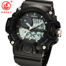 Nueva marca Casual hombres Diver deporte multifuncional ver 2 zona de tiempo Digital de moda analógica reloj del cuarzo LED relojes militares