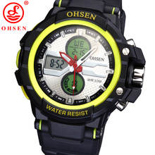 Ohsen marca Mens Boys reloj deportivo militar relojes LED Digital Dual Time Alarm fecha día cronógrafo Backlight reloj Casual