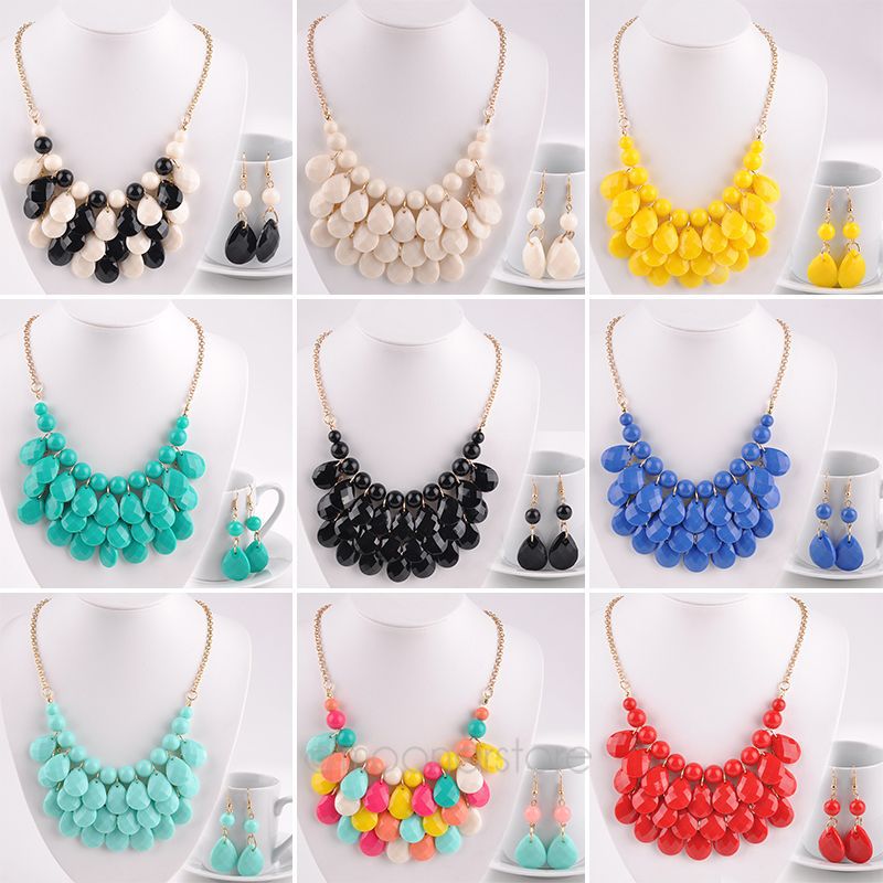 Women s Jewelry Necklace Earrings Acrylic Waterdrop Jewelry Decoration Sets Sweet Style Earrings 2PMHM183 55