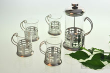 Stainless steel coffee set, 600ml coffee pot + 4*200ml cup, household tea infuser, good quality coffee maker